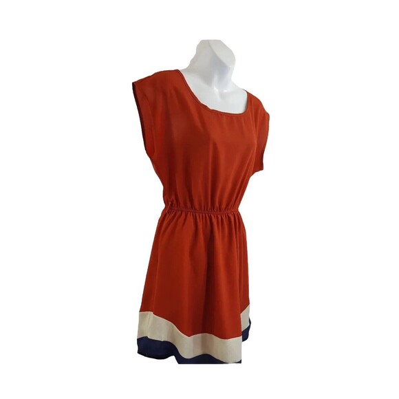 Mixxed 26 Dress Womens Medium Orange Blue Short Sleeve Work Office Sporty - Picture 2 of 14